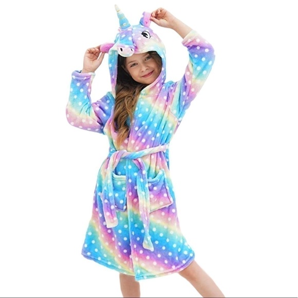 Robe Girls Unicorn Tie Waist Hooded Fits Girls 10-11 Height 60-63” - Picture 9 of 9